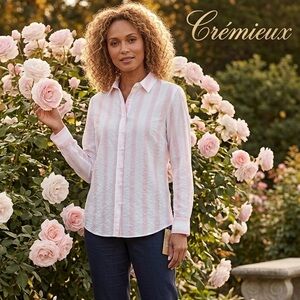 NWT Daniel Cremieux Pink and White Striped Top